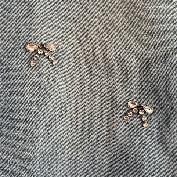 NWT Pacsun Rare Edit Denim Low Rise Baggy Jeans 24 Rhinestone Bows - Picture 5 of 15